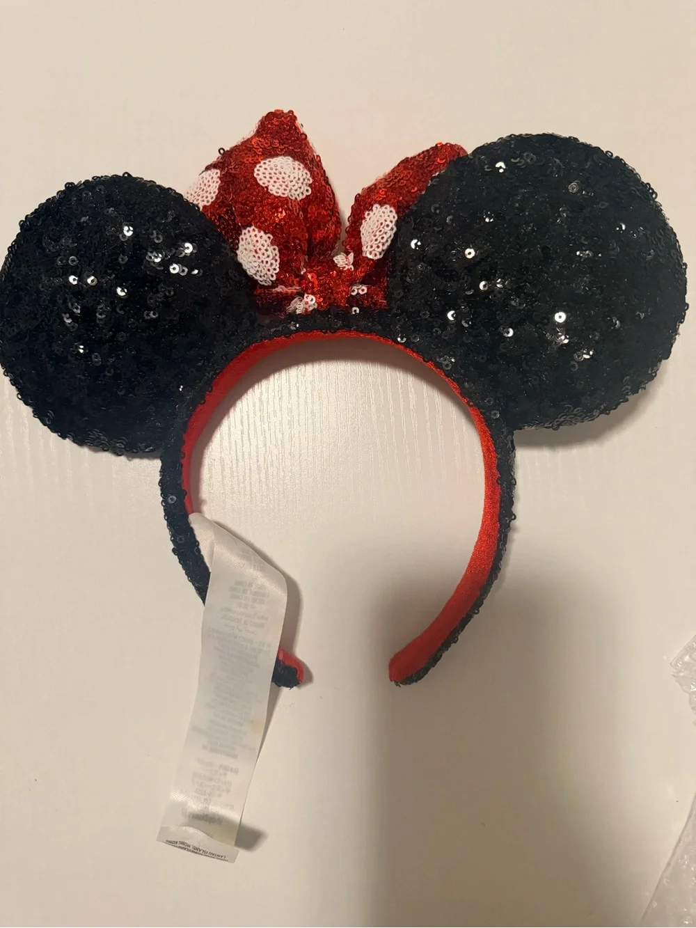 ❤️ Disney Sequin Minnie Ear Headband with Red & Black Bow